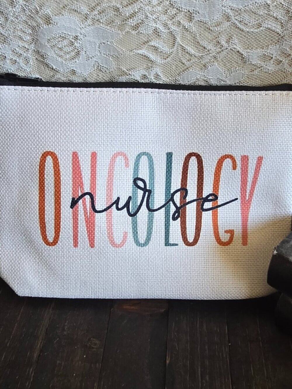 Oncology Nurse Cream Color Canvas Pouch - Gifts - organizing - cosmetics